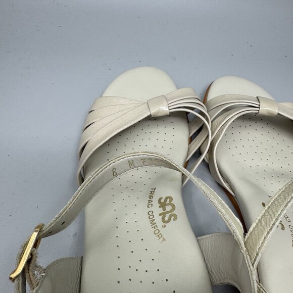 SAS Strippy Quarter Strap Wedge Sandals 8M  Slim Women Patent Leather Comfort - Picture 7 of 8